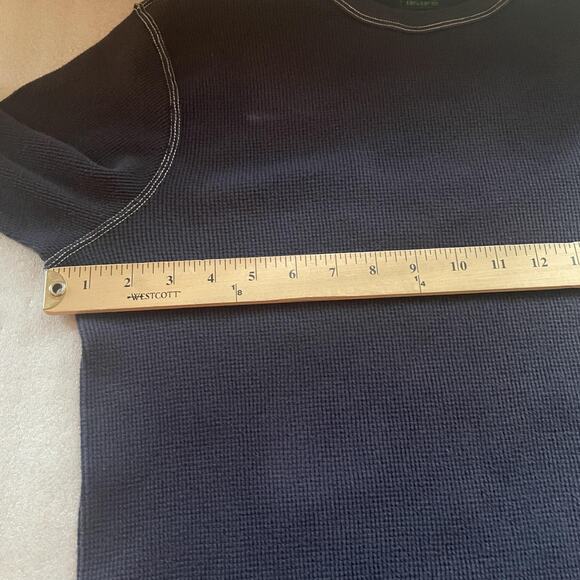 American Eagle Shirt Men XL Navy Blue Y2K Waffle Thermal Cotton Long Sleeve Logo - Picture 5 of 12